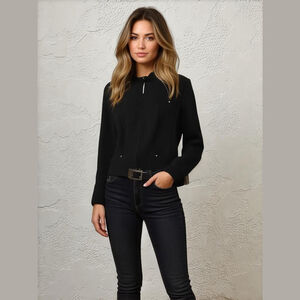 Louben Laura Black Blazer with stud details size 10 vintage normcore academia